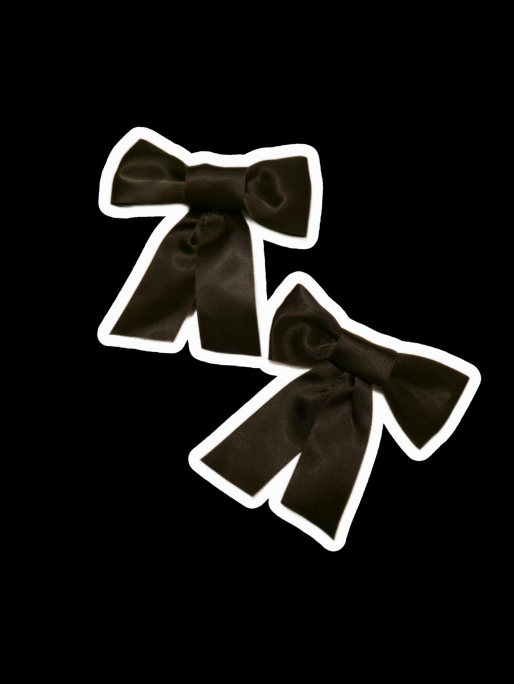 🖤Black Satin Bow Hair Clips for Kids - Set of 2